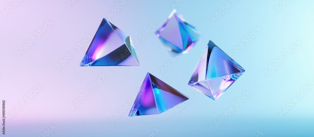 Floating Glass Pyramids in a Pastel Dream Floating Glass Pyramids in a Pastel Dream