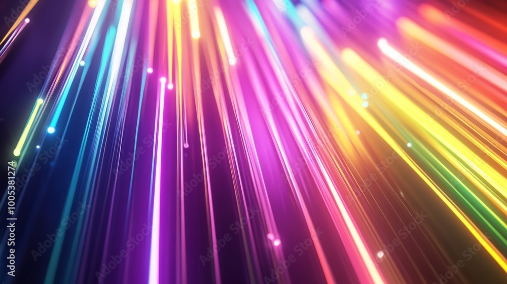 Abstract 3D render featuring a vibrant spectrum of neon rays and glowing lines, delivering a bright and dynamic background Abstract 3D render featuring a vibrant spectrum of neon rays and glowing lines, delivering a bright and dynamic background