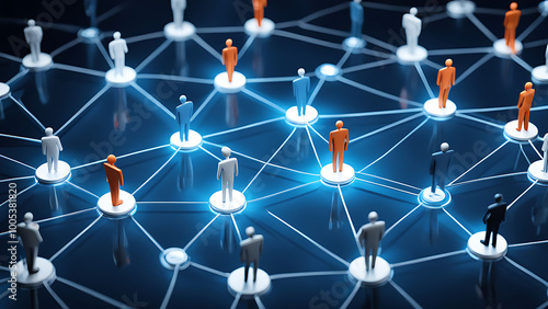 professional social network concept connected human figures representing business relationships and networking