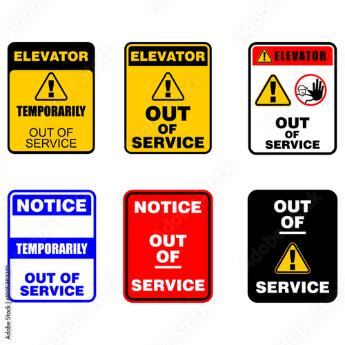 Elevator, Temporarily, Out of service, sign vector