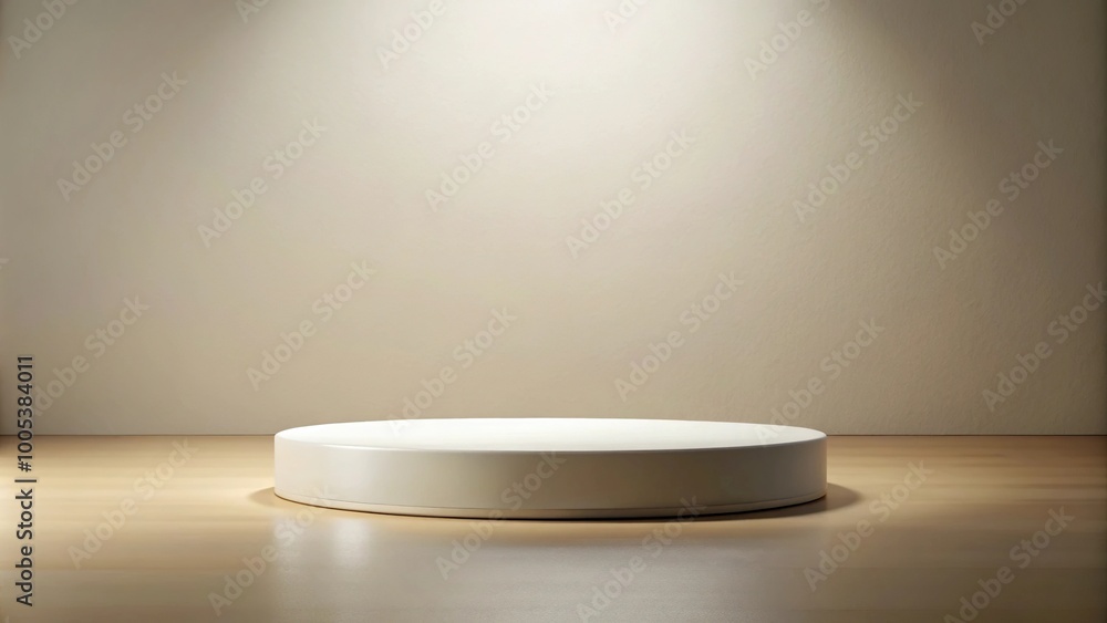 round white podium on light toned floor round white podium on light toned floor