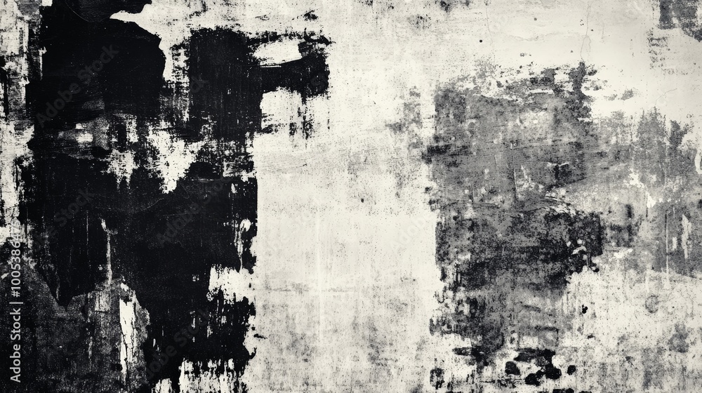 Abstract black and white grunge texture with a distressed, layered effect, ideal for creating raw and vintage background designs Abstract black and white grunge texture with a distressed, layered effect, ideal for creating raw and vintage background designs
