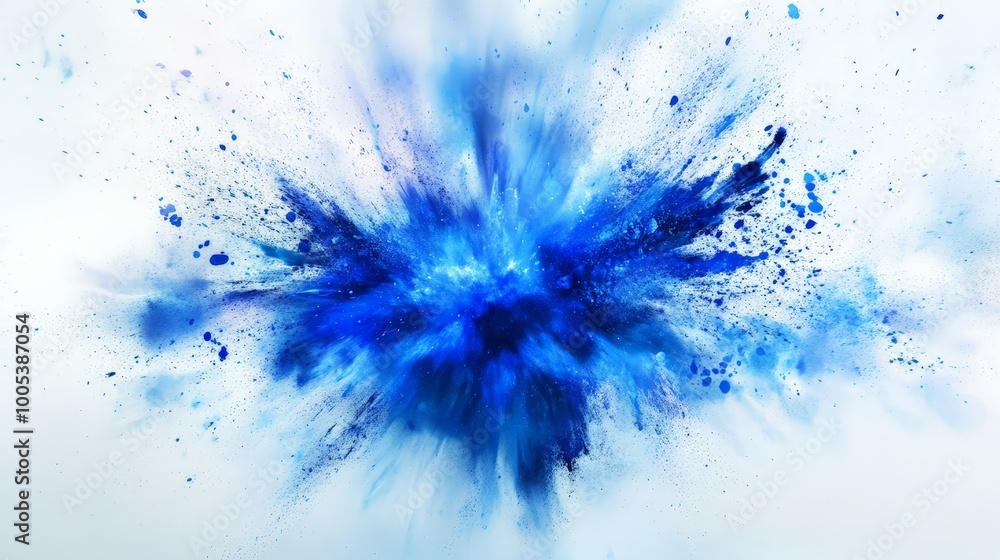 Abstract blue explosion isolated on a white or transparent background. Powerful and vivid with intricate splashes and energetic motion Abstract blue explosion isolated on a white or transparent background. Powerful and vivid with intricate splashes and energetic motion