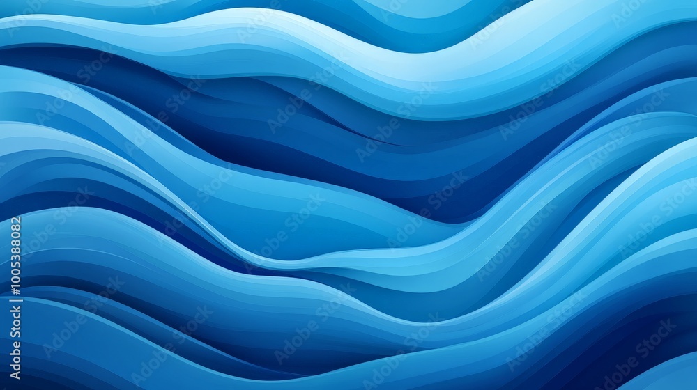 Abstract blue wave illustration featuring smooth, undulating lines. The artwork blends different shades of blue to create a soothing and dynamic visual effect Abstract blue wave illustration featuring smooth, undulating lines. The artwork blends different shades of blue to create a soothing and dynamic visual effect