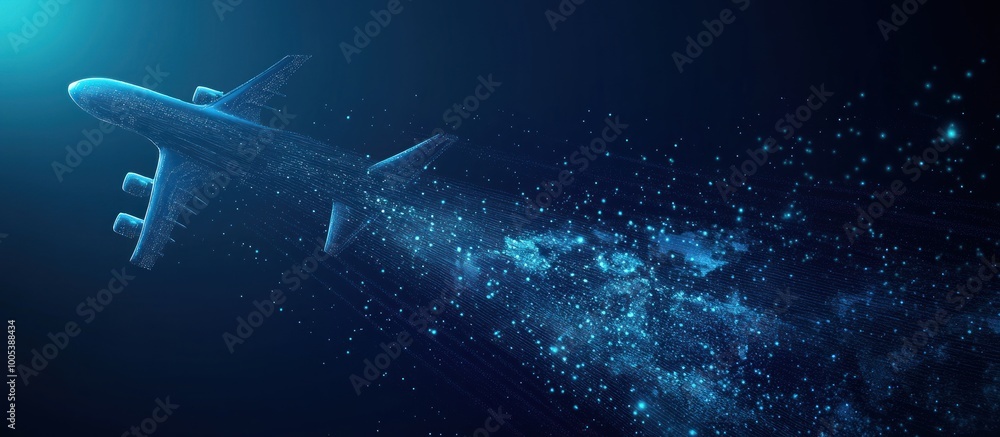 Digital Airplane Flight Path Abstract