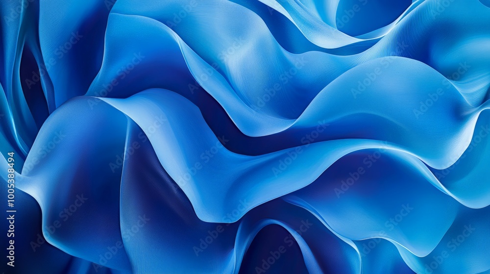 Fototapeta premium Abstract blue wave illustration with smooth, flowing forms. The artwork showcases various blue hues merging and blending in a visually pleasing manner