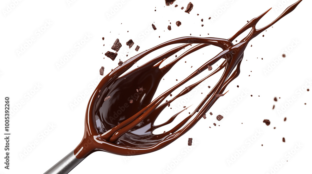 Fototapeta premium Chocolate sauce on a whisk Premium on a white background