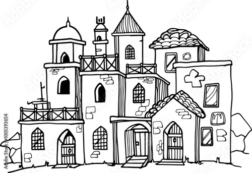 Traditional arabian housing drawing