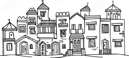 Traditional arabian housing drawing