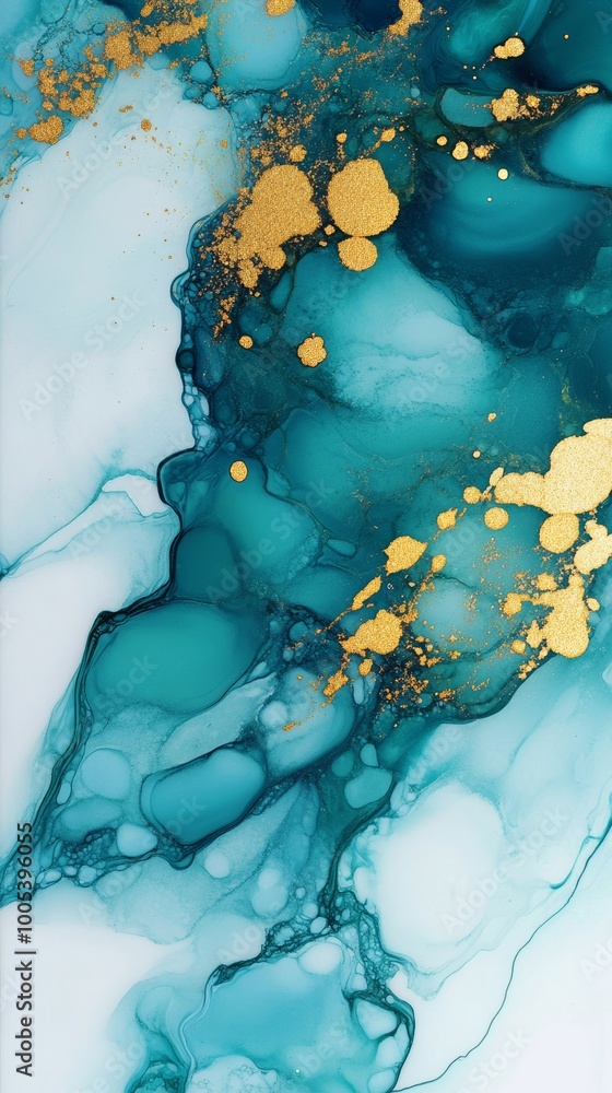 Abstract teal and gold fluid art design Abstract teal and gold fluid art design