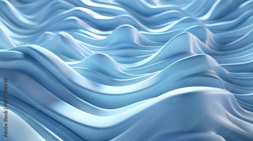Obraz premium Abstract Blue Wavy Surface with Smooth, Flowing Lines