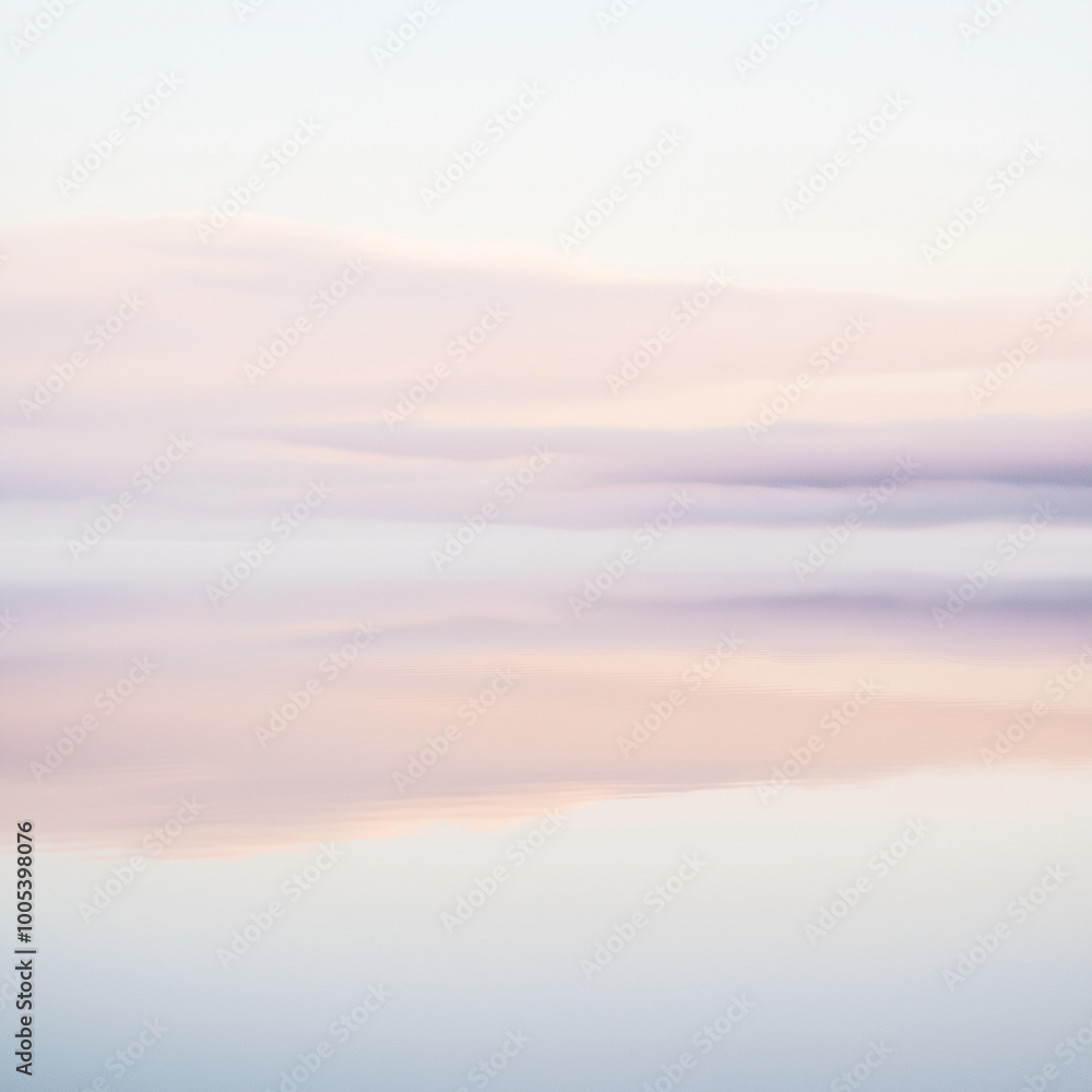 Soft pastel reflections on a calm water surface at dawn, creating a tranquil and ethereal winter atmosphere Soft pastel reflections on a calm water surface at dawn, creating a tranquil and ethereal winter atmosphere