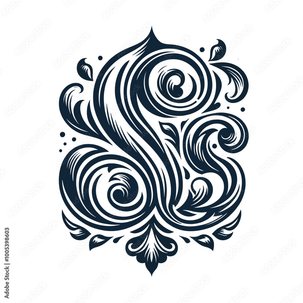 Fototapeta premium Elegant Flourish Design Vintage Swirl Vector Illustration