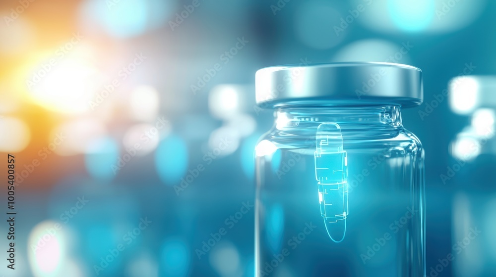 Futuristic Vaccine Vial with Digital Elements Futuristic Vaccine Vial with Digital Elements