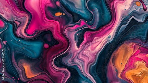 Abstract fluid art with vibrant colors, modern