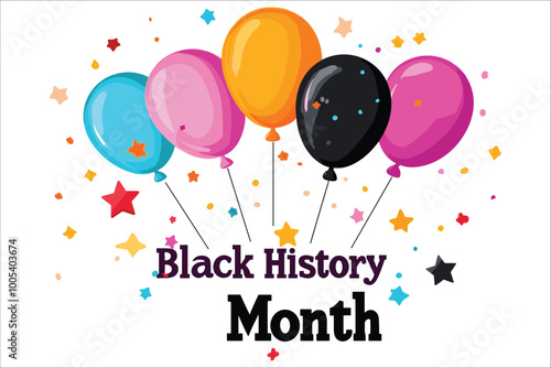 Black history month typography text design, Black history month text and balloons, Black history month celebrations design