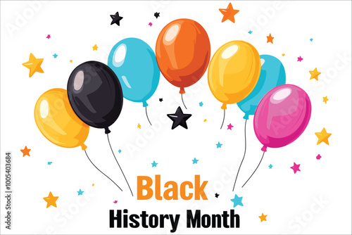 Black history month typography text design, Black history month text and balloons, Black history month celebrations design