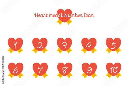 かわいいハートのメダル ランキングアイコンセット