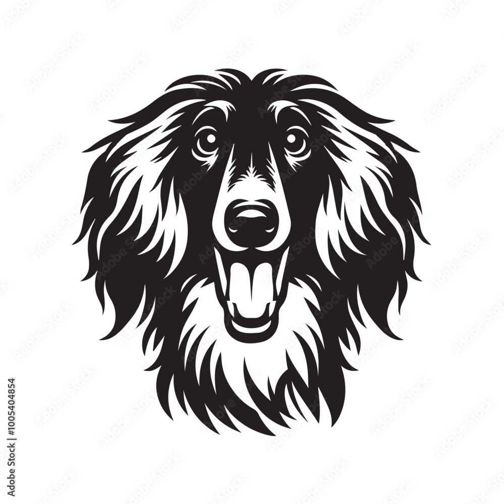 Afghan Hound Dog Face Clipart Design - Dog Head Logo - Afghan Hound Vector illustration in black and white
Afghan Hound Dog Face Clipart Design - Dog Head Logo - Afghan Hound Vector illustration in black and white