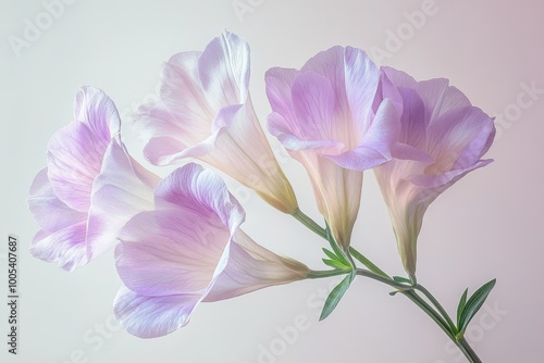 Wallpaper Mural Five eustoma flowers are blooming on a pastel background Torontodigital.ca