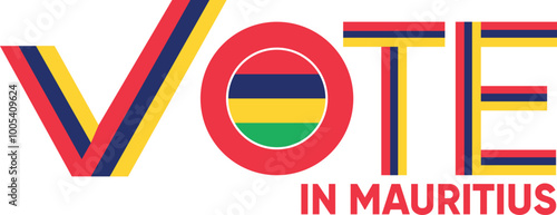 vote word Mauritius or Mauritians with voting sign showing general election of Mauritius, vector illustration