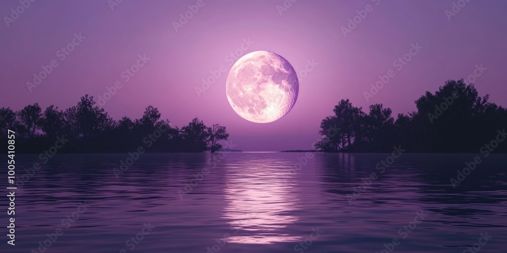 Moonlit Tranquility: A Purple Night