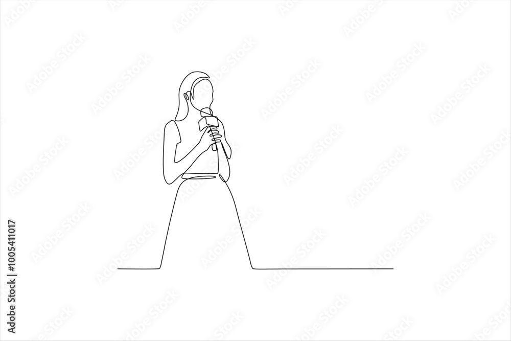 continuous line drawing of a woman singing in a concert continuous line drawing of a woman singing in a concert
