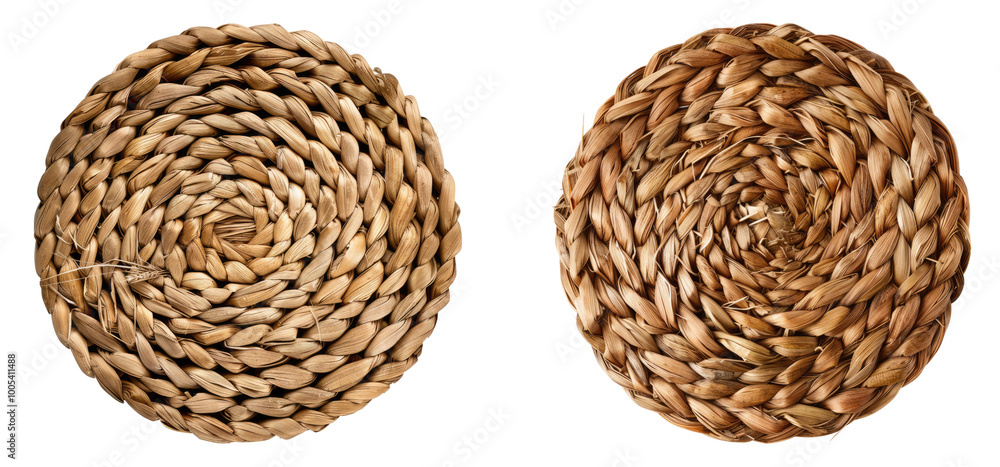 Woven straw isolated on transparent background, set of Woven straw isolated on transparent background, set of