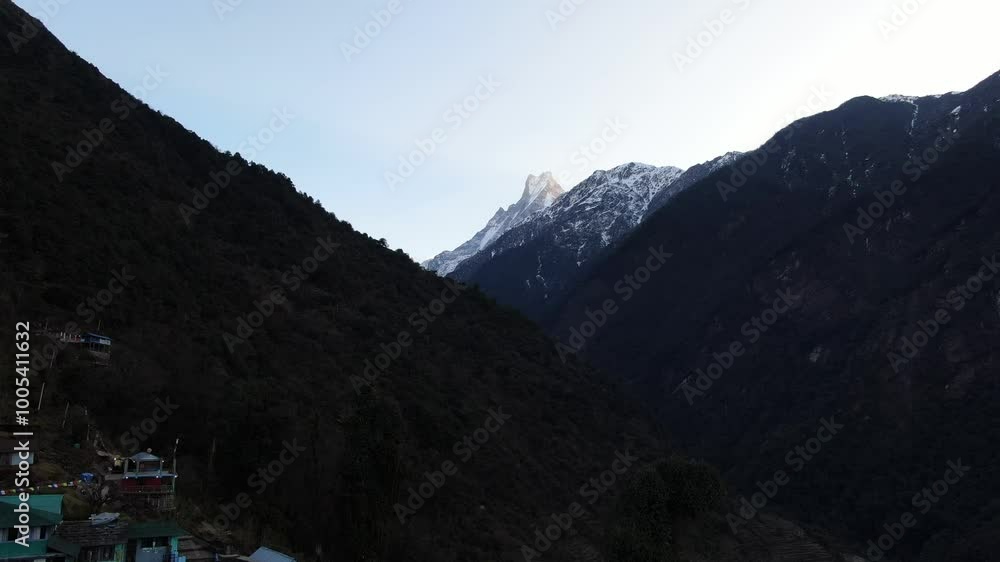 Annapurna mountain range aerial view . Nepal.