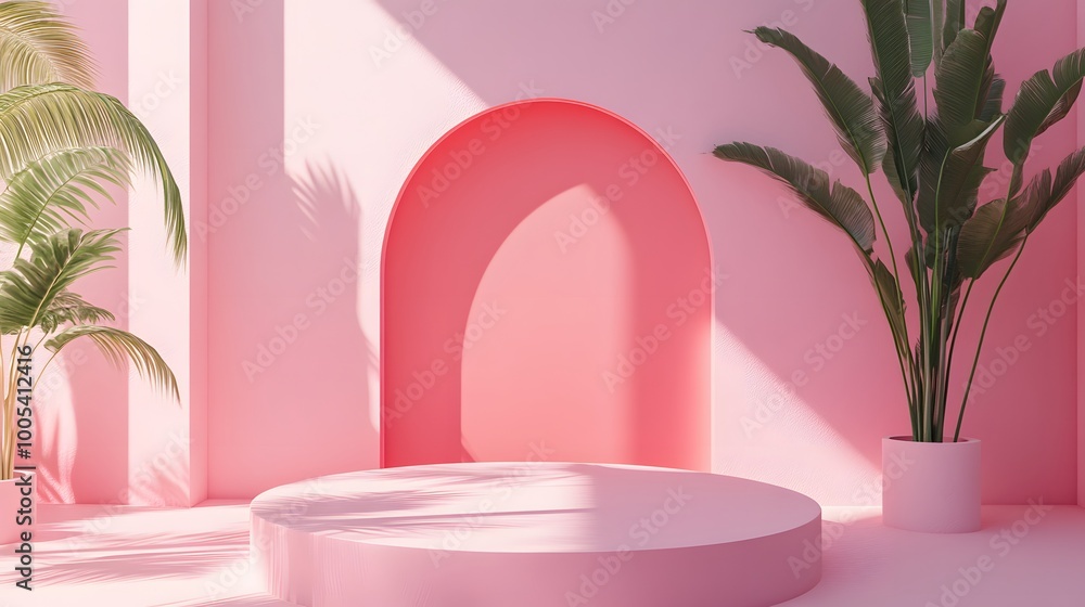 Abstract pink geometry shape background. podium minimalist mock up scene. 3d rendering. Abstract pink geometry shape background. podium minimalist mock up scene. 3d rendering.