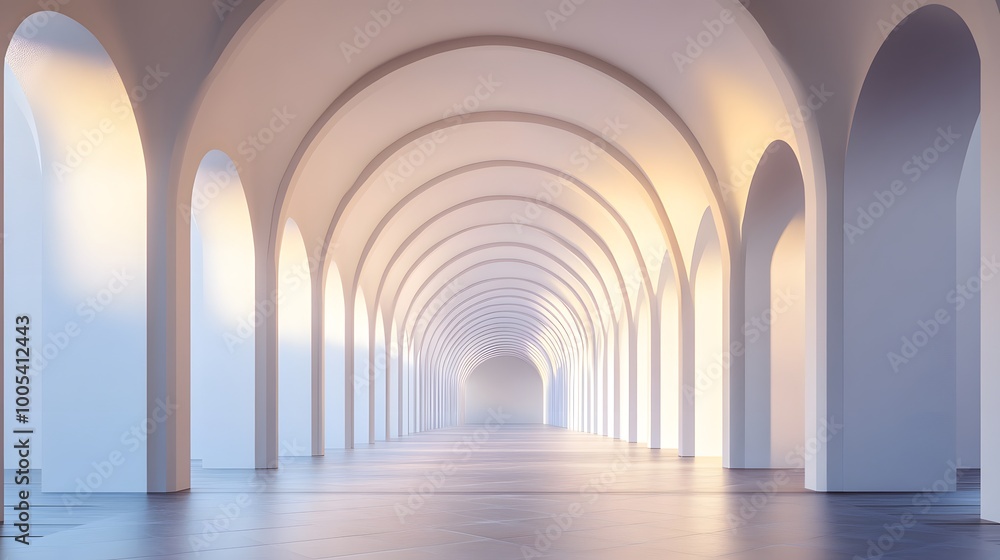 3d rendering. Arch hallway simple geometric background, architectural corridor, portal, arch columns inside empty wall. Modern minimal concept. 3d rendering. Arch hallway simple geometric background, architectural corridor, portal, arch columns inside empty wall. Modern minimal concept.