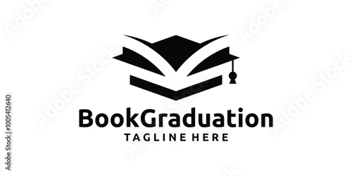 logo designed education, combination of books and graduation hats, logo design vector, icon, symbol, idea, creative.