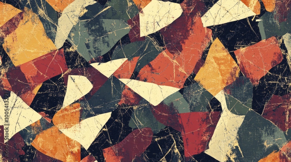 Fototapeta premium Beautiful abstract pattern with fragmented shapes and muted hues, representing poverty and scarcity on a dynamic background
