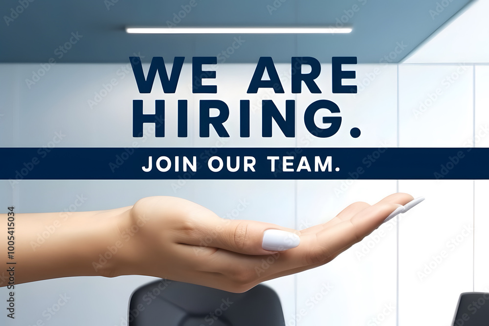 Black office armchair with we are hiring,join our team announcement Black office armchair with we are hiring,join our team announcement