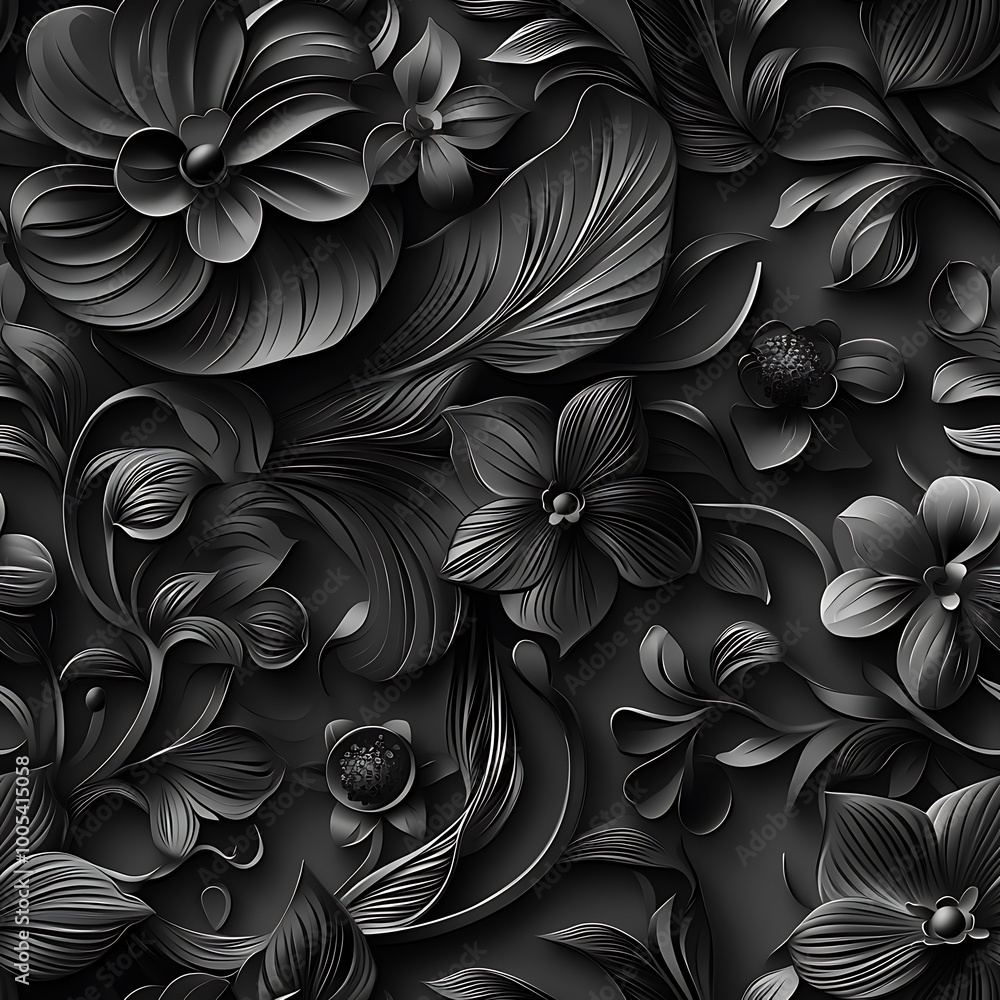 3d vector seamless pattern on a dark grey background 3d vector seamless pattern on a dark grey background