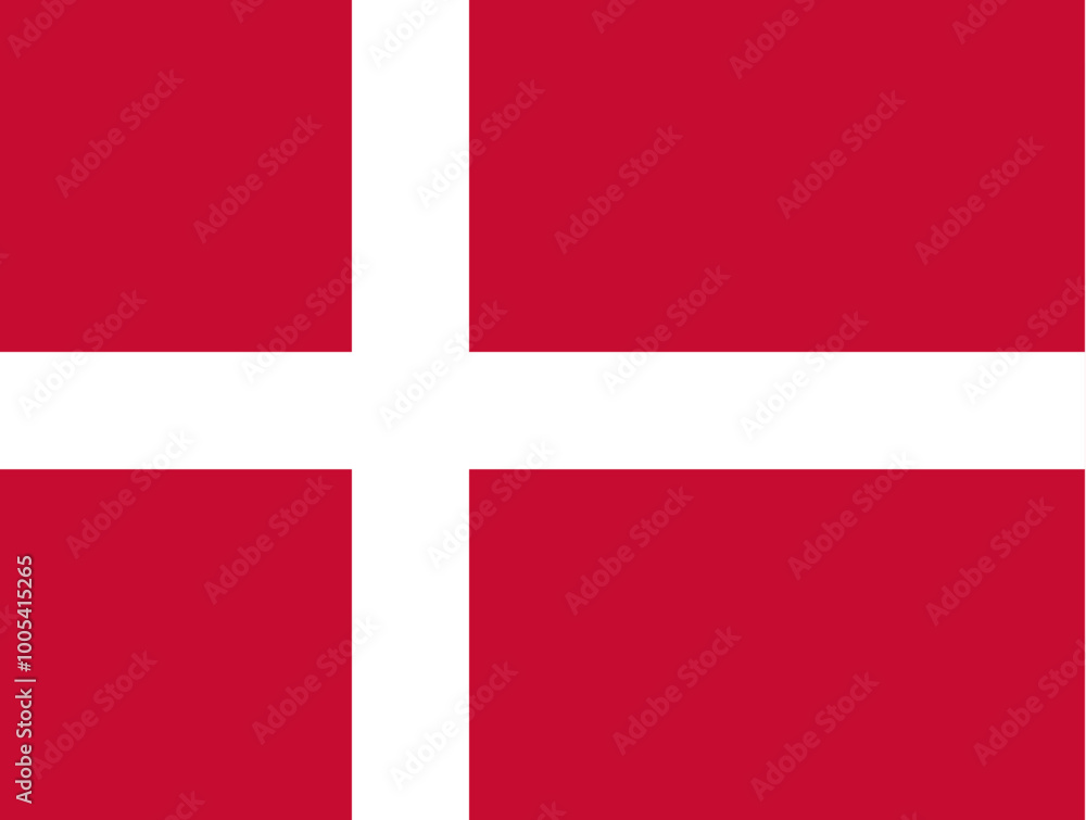 National Flag Denmark, red field charged with a white Nordic cross that extends to the edges, the vertical part of the cross is shifted to the hoist side National Flag Denmark, red field charged with a white Nordic cross that extends to the edges, the vertical part of the cross is shifted to the hoist side