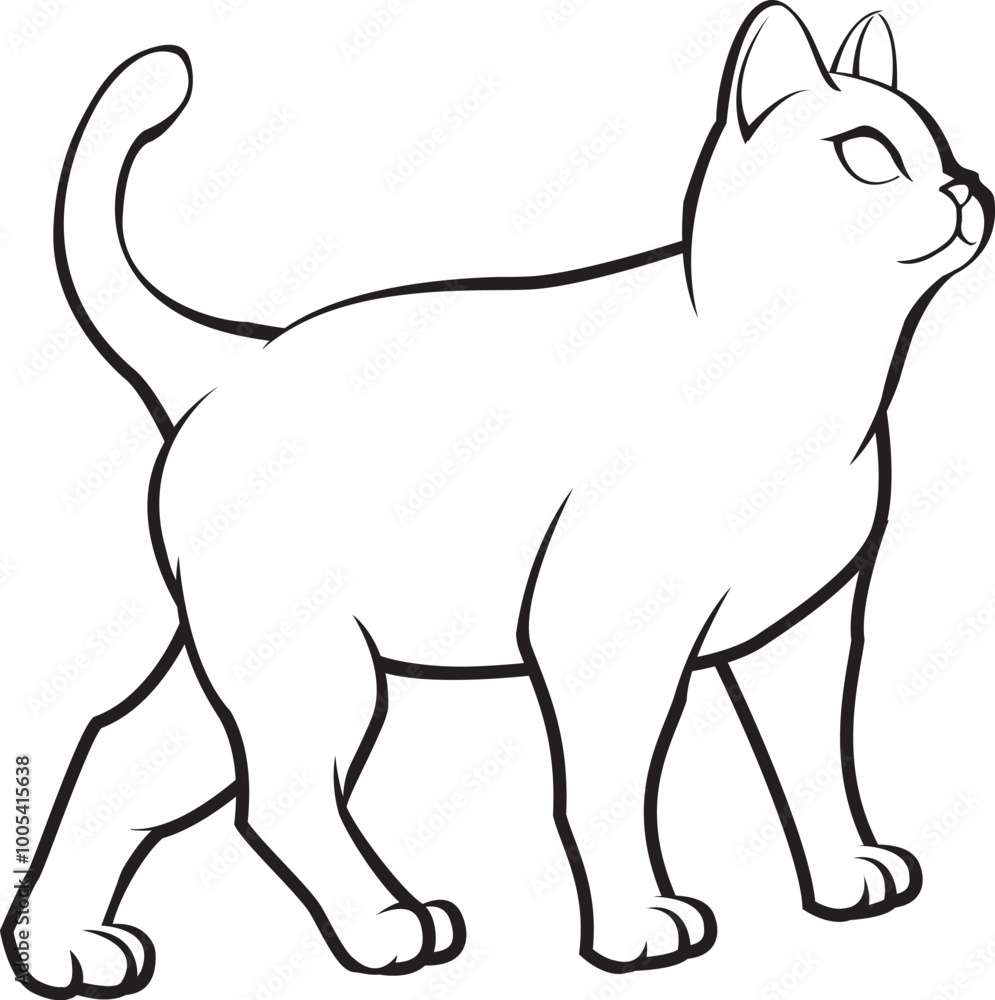 Black and White Cat Line art vector illustration Black and White Cat Line art vector illustration