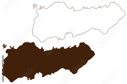 Clarion island (United Mexican States, Mexico, Free and Sovereign State of Colima, Pacific Ocean, Revillagigedo Archipelago) map vector illustration, scribble sketch Isla Santa Rosa map