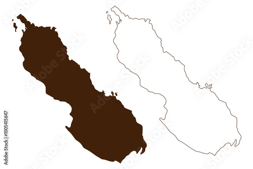 Bougainville island (Papua New Guinea, Pacific Ocean, Solomon Islands Archipelago, Melanesia) map vector illustration, scribble sketch Bougainville map