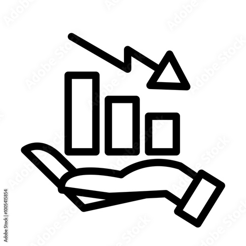 Hand icon supporting the falling graph