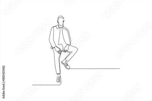 continuous line drawing of a man standing in a pose