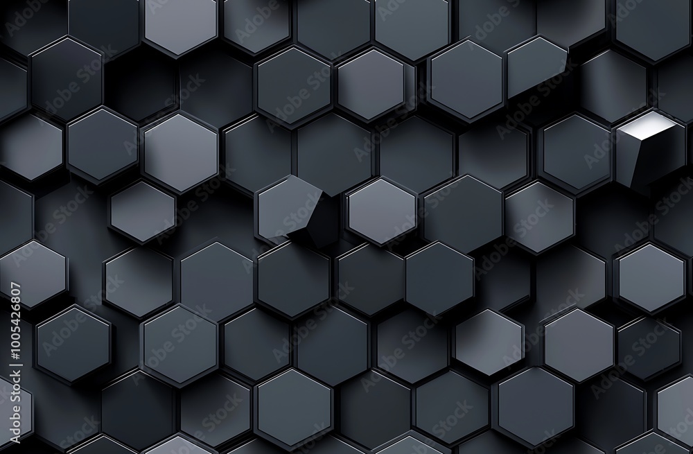 A 3d seamless pattern of black hexagons A 3d seamless pattern of black hexagons