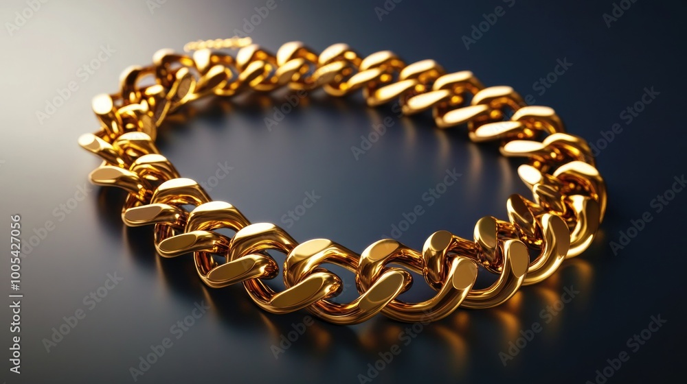 Obraz premium Gold chain bracelet on dark surface
