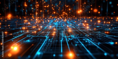 abstract technology background with glowing lights and lines