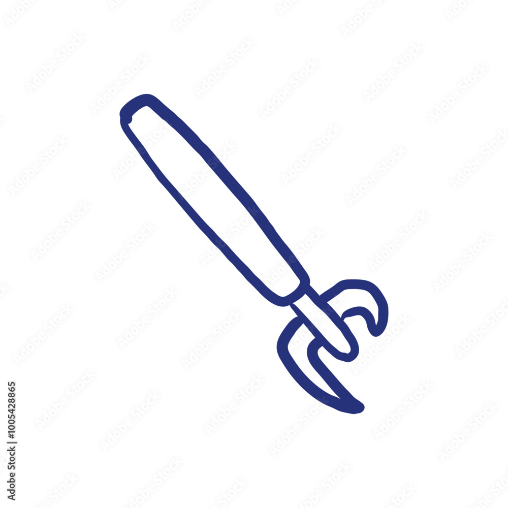 Can opener. Kitchenware sketch. Doodle line vector kitchen utensil and tool. Cutlery illustration Can opener. Kitchenware sketch. Doodle line vector kitchen utensil and tool. Cutlery illustration