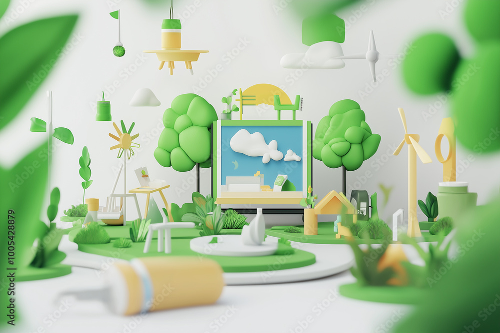 Fototapeta premium Sustainable energy and eco-friendly lifestyle visionary conceptual art piece