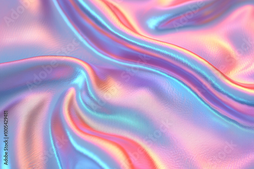 Wallpaper Mural A close-up view of iridescent fabric, showcasing flowing textures and a blend of pastel colors. Torontodigital.ca
