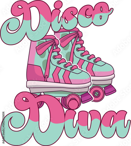 White and black Typhography T shirt design of disco diva for woman/man.