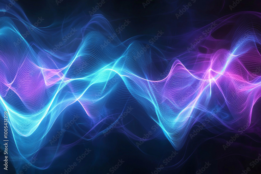Obraz premium An abstract representation of flowing waves in vibrant blue and pink hues, evoking a sense of motion and energy.