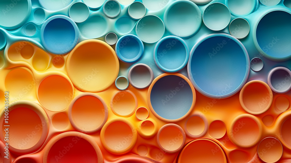 Colorful abstract circles blend harmoniously to create a vivid backdrop at sunset Colorful abstract circles blend harmoniously to create a vivid backdrop at sunset